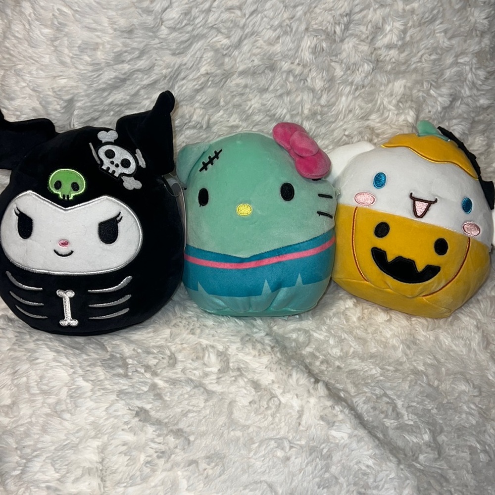 Kuromi, Cinnamoroll, Hello Kitty squishmallows